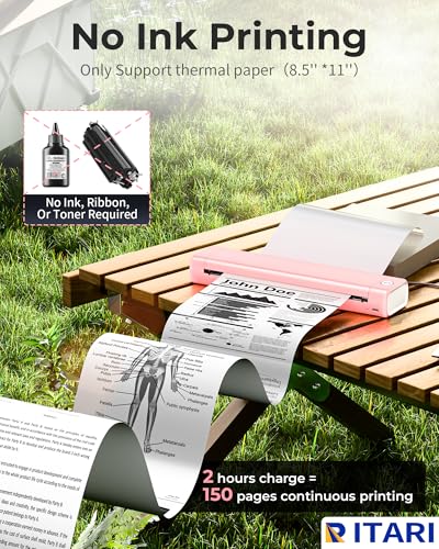 Miniatura 5 de M08f Impresora Termica Portatil, Impresora Térmica A4, Impresoras Portatiles Bluetooth Para Viajes Y Tatuajes, Compatible Con Teléfono Móvil Y Pc, Admite Papel Térmico A4 Y Papel Transfer Tattoo