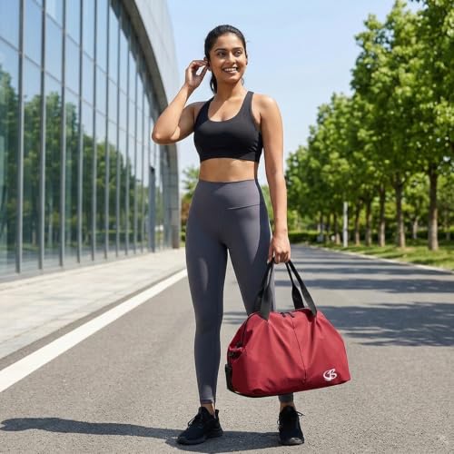 Image of PALAY Gym Bag for Women Small Red Oxford Cloth Travel Bag with Wet Compartment Lightweight Waterproof Sports Duffle Bags for Women