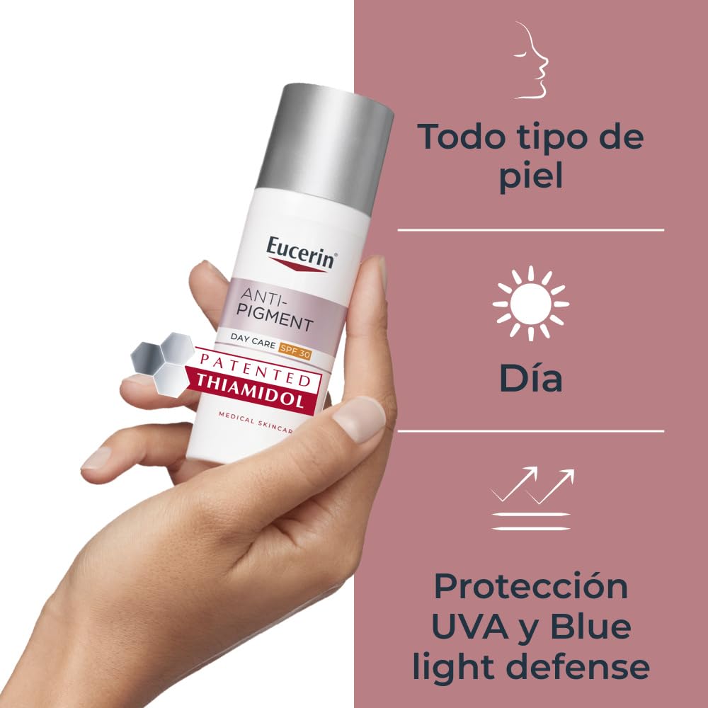 Eucerin Anti-Pigment Crema de Día con FPS 30 (50 ml), crema antimanchas para una piel más uniforme y radiante, con filtros UV y Thiamidol, hidratante facial para todo tipo de pieles