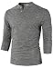 H2H Mens Casual Slim Fit Henley T-Shirt 3/4Sleeves Charcoal US L/Asia XL (CMTTS0194)