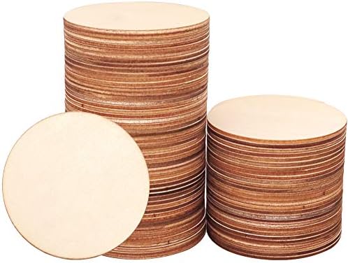 80pcs Unfinished Wood Circle 3 Inch Wooden Circles for Crafts for Wooden Coasters, DIY Crafts and Home Decoration Blank Wood Slices Children and Students DIY Props Circle Canvas