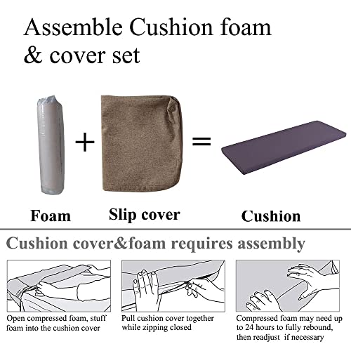 Micushion Window Seat Cushion Indoor 48X16 Inch Non Slip Uv Resistant Pad Outdoor Bench Cushions For Patio Furniture, Grey #TOP5