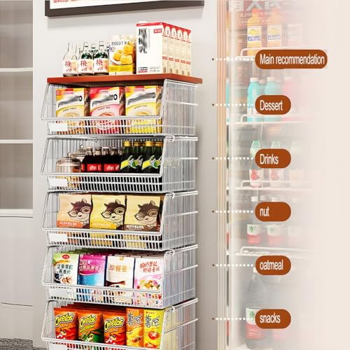 Estantes de supermercado con cestas de almacenamiento de frutas apilables 3
