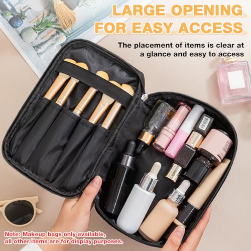 Image of MAYCREATE Makeup Pouch Bag, 3 Layers Travel Toiletries Makeup Organisers Bag Box with Handle, Cosmetic Tool Storage Organizer Vanity Bag for Women (Durable, Waterproof, Multi-Compartment)