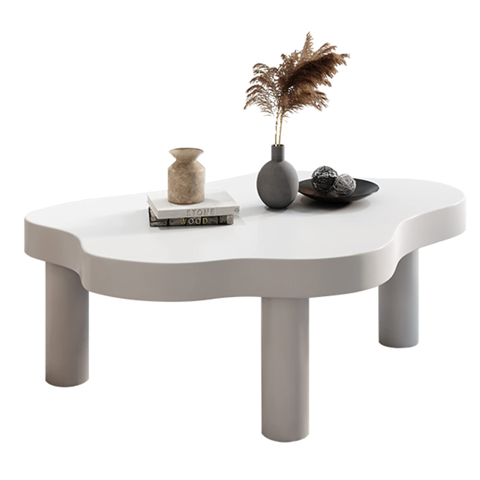 Table basse ronde blanche bois massif table d'appoint canapé salon moderne
