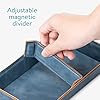 Navaris Faux Leather Tray Set - 2 Valet Organizer Trays for Bedside Table Desk with Dividers- Store Keys, Change, Wallet, Phone, Glasses - Blue