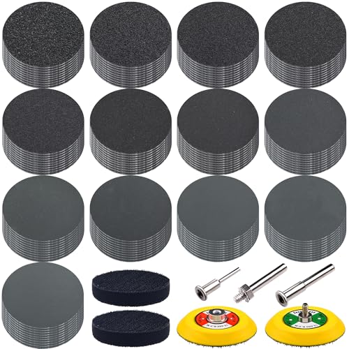 SIQUK 130 Stück Schleifscheiben Klett 75mm Nasse Trockene Schleifpapier Schleifpads Körnung 80-10000 Schleifblätter Sandpapier Rund für Auto Polieren Holz Metall