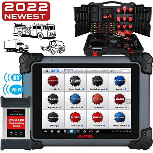 Autel MaxiSys MS908CV: Heavy Duty Truck Diagnostic Scan Tool, J2534 for ECU Coding, 25+ 23 Reset Functions, Bi-Directional Scan Tool for Commercial Vehicle Workshops, OE All System Diagnosis