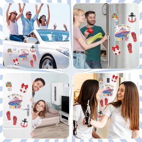Image of Kanayu 6 Pcs Birthday Cruise Door Decorations Magnetic Large Ship Decorations Magnets Anchor Cruise Decor Car Fridge Magnet Decal for Carnival Stateroom Door