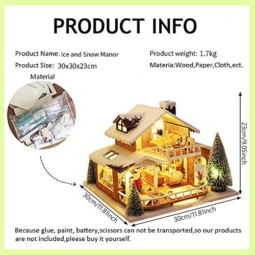 Eis und Schnee Manor 3D Holz Miniatur Puppenhaus Kit Weihnachten Karneval Geschenk DIY Spielzeug Puppenhaus Modell… – Bild 8