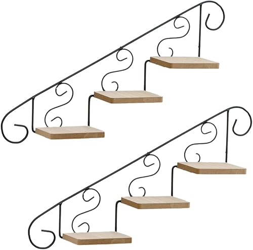 Wnvivi 2 soportes para macetas en forma de escalera, escalera retro, estante de flores para colgar en la pared, estante creativo para montar en la
