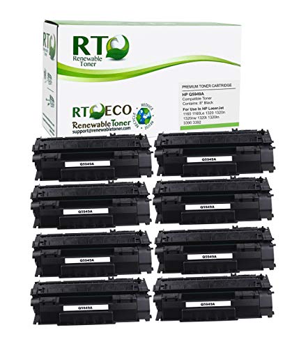 Renewable Toner Compatible Toner Cartridge Replacement for HP 49A Q5949A Laserjet 1160 1320 3390 3392 (Black, 8-Pack)