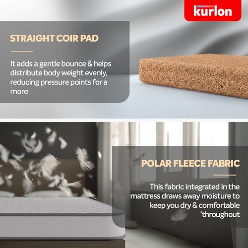 Image of Kurlon Klassic Essential Mattress | ACD Technology | Rubberized Coir | STR8 Coir Pad | HR Foam | Medium Firm Comfort | Polar Fleece Fabric | Double Quilted Layer | Double |84x48x5| 10 Years Warranty