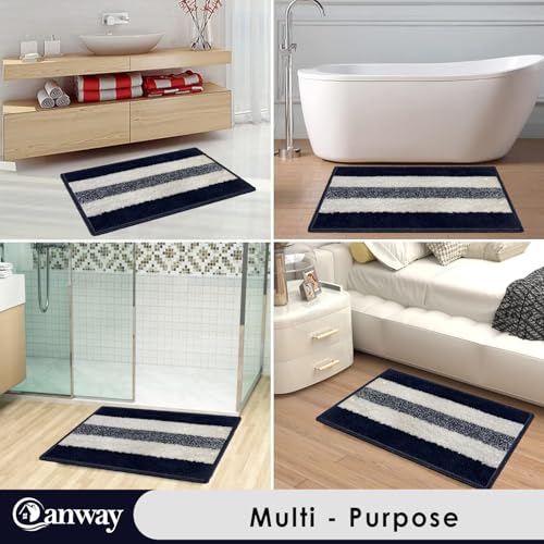 Image of CANWAY 1100 GSM Rectangular 2 Pieces|50 x 35 cm| Anti-Skid Microfiber Bathroom Door Mat, Water Absorbent Floor Mat|Blue