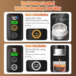 Macchina da Caffè Espresso Elettrica Portatile, Caffettiera da Viaggio 20 Bar per il Campeggio, Auto-Riscaldante, 3 in 1 Compatibile con caffe Macinato e Capsule NS, Serbatoio Dell'acqua da 80 ml