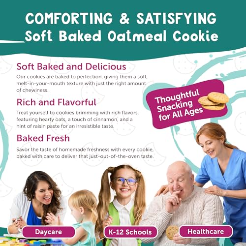 Image of Darlington Snacks Individually Wrapped Oatmeal Cookies Soft Baked, 100% Nut Free Soft Baked Cookies Oatmeal, Made in USA, 0.75 Oz, 216 Count