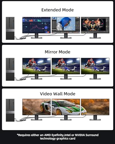 Image of 3 Port DisplayPort 1.4 Splitter - DisplayPort MST Hub Monitor Splitter, Supports Single 8K, Dual 4K 120Hz, 60Hz and 1080p 60Hz - Windows Only