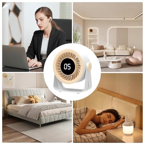 Ventilateur de table portable 5 vitesses et affichage LED orientable 360° - 5
