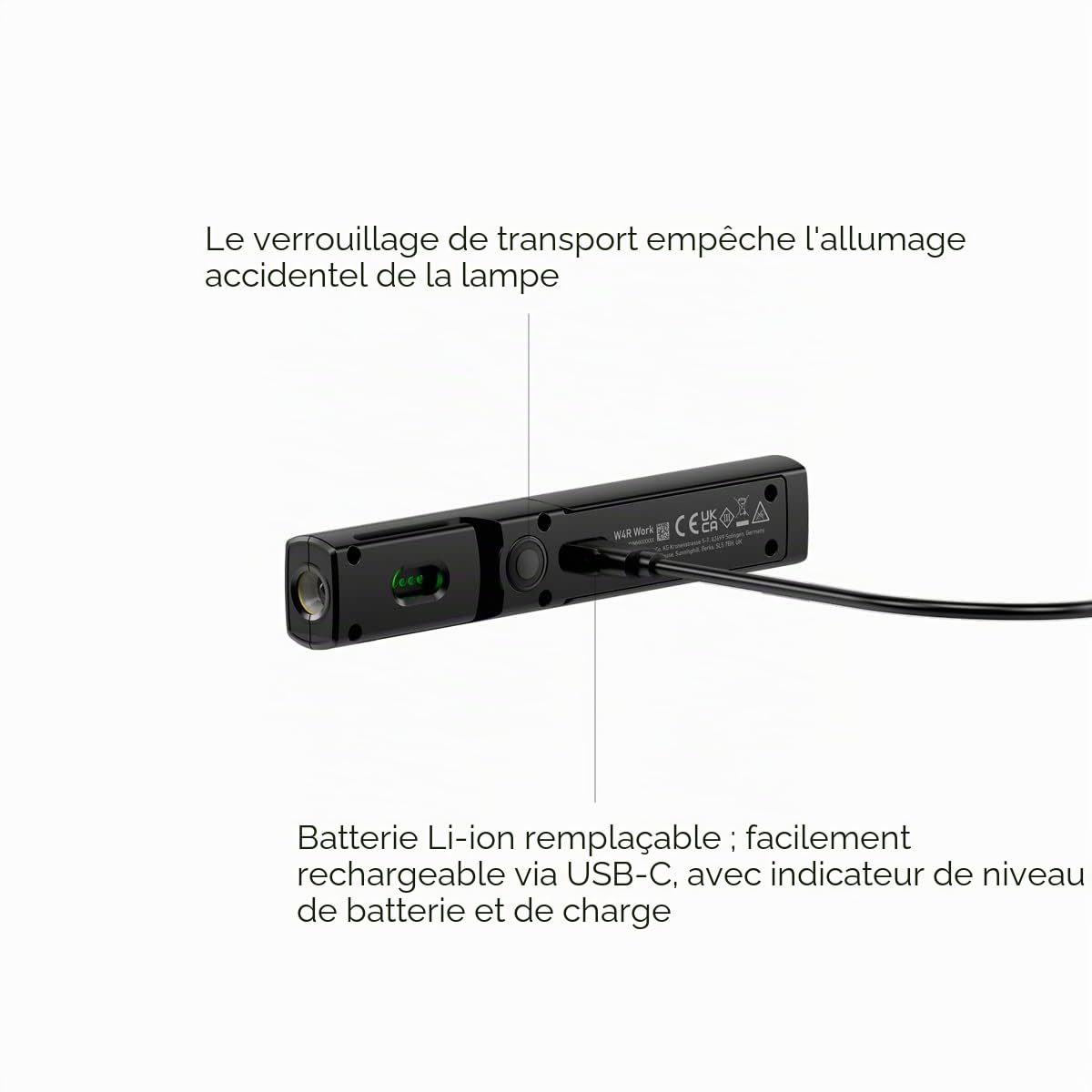 Ledlenser W4R Work Lampe de travail rechargeable LED COB, 220lm, Inspection