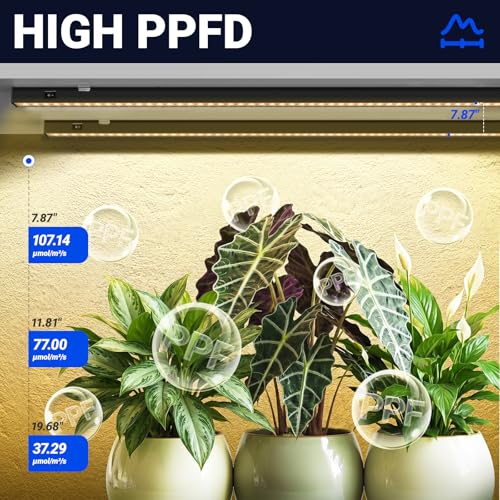Image of Barrina T5 Grow Lights for Indoor Plants, 2FT 20W (2 x 10W), Black Cover Plant Growing Lamp with Magnetic Installation, Full Spectrum Grow Light Strip with Separate Switch, Linkable, Yellow, 2 Packs