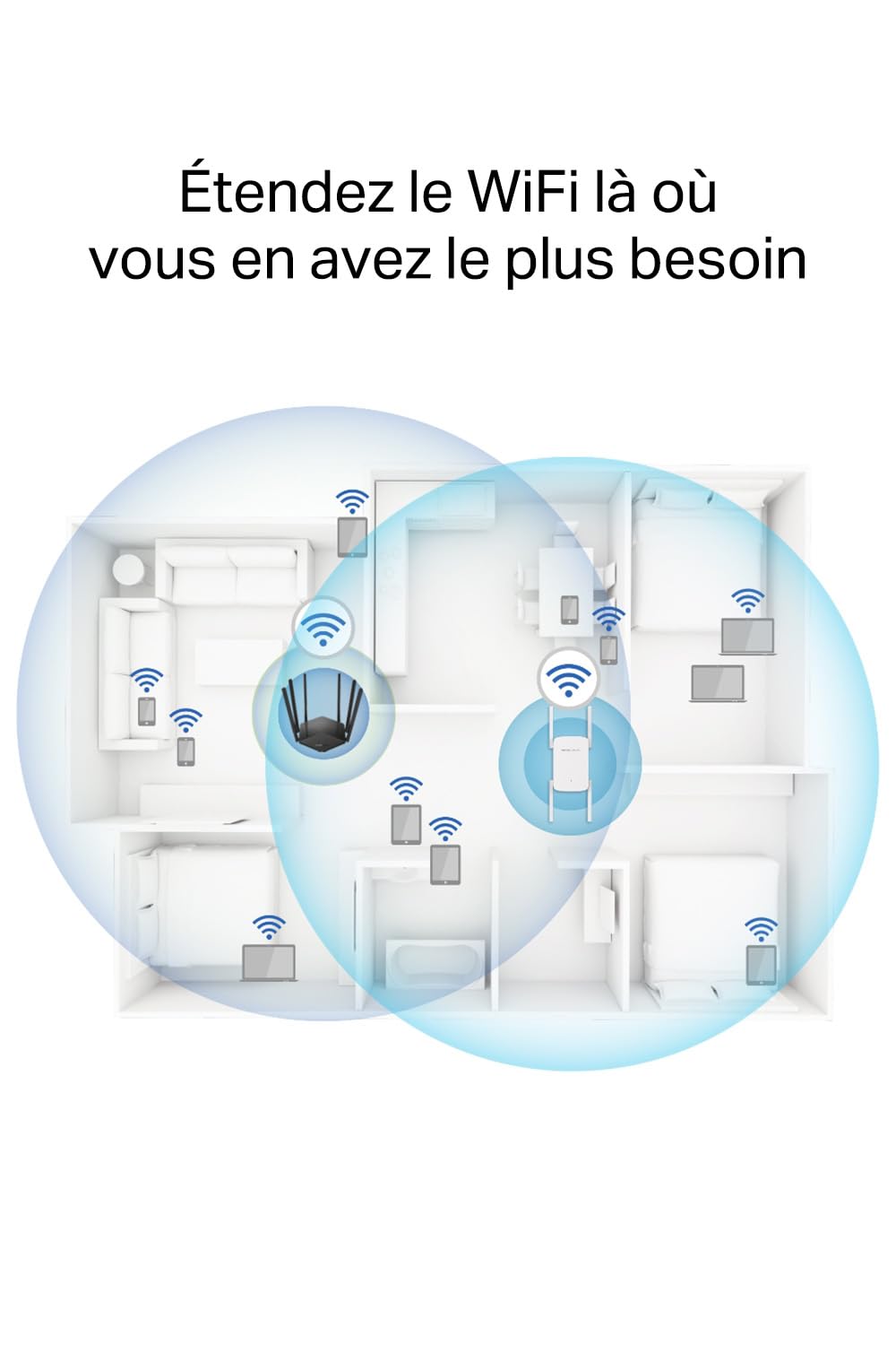 Mercusys Répéteur WiFi Puissant 1900 Mbps Bi-Bande, Port Gigabit, ME50G | Compatible toutes box, MU-MIMO, Profitez d'une connexion rapide dans toute la maison, Idéal pour le Streaming 4K