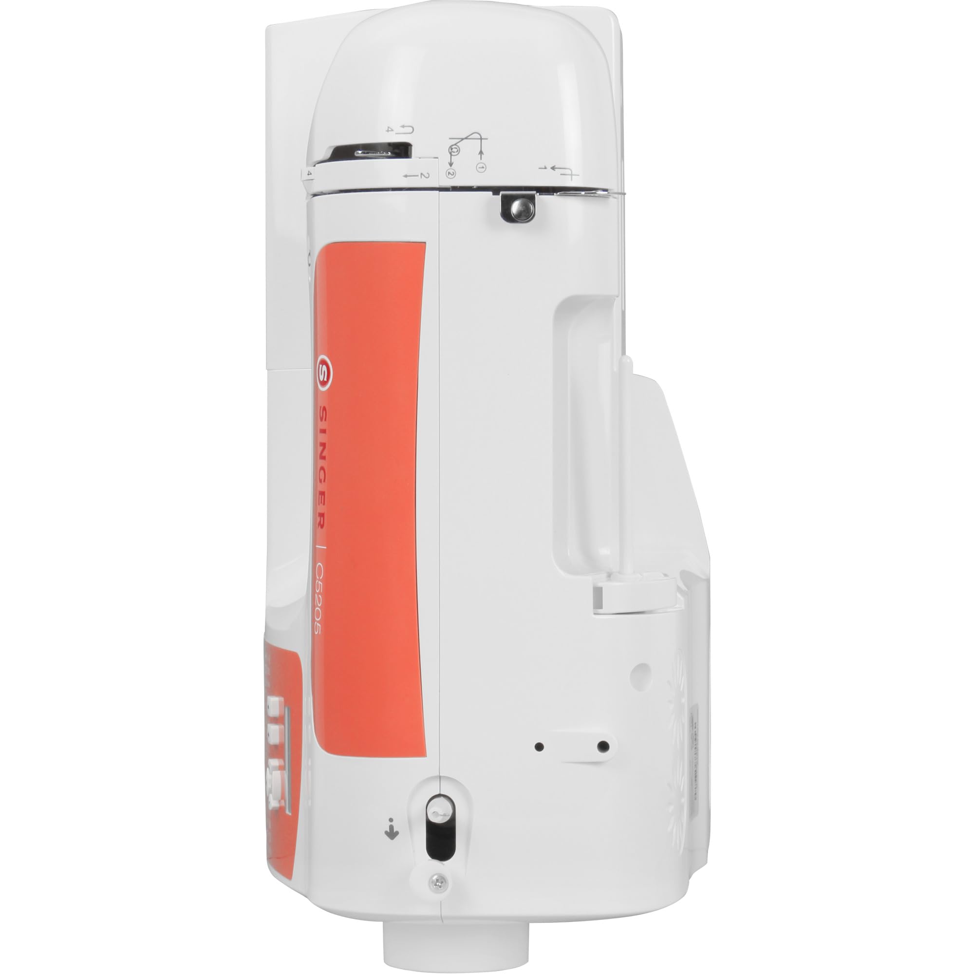 Singer Macchina per cucire C5205 LED-Light, con Display e infila ago automatico, bianca e arancio