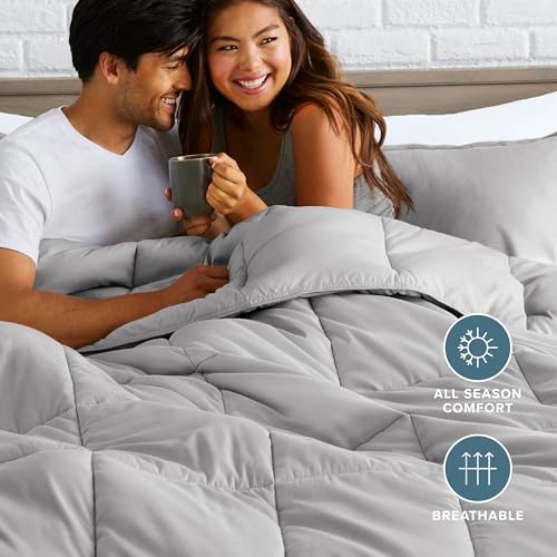 Image of Bare Home Comforter Set - Oversized King Size - Ultra-Soft - Goose Down Alternative - Premium 1800 Series - All Season Warmth (Oversized King, Light Grey)