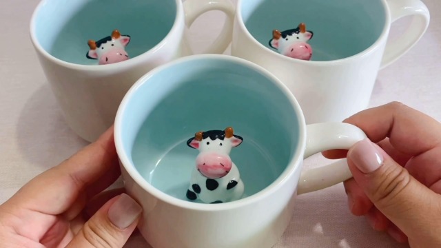 Taza de cerámica con diseño de vaca para niños miniatura 7