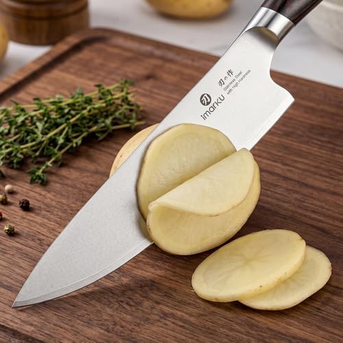 imarku Chef Knife, Japanese Kitchen Knife 8 Inch with High Carbon Stainless Steel, Ultra Sharp Edge Utility Knife, Ergonomic Pakkawood Handle Cooking Knives for Home Cooks and Chefs,Birthday Gift - 5