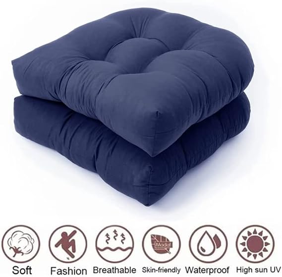 Indoor Outdoor Seat Cushions Set of 2 19x19x5inches Indoor Outdoor Furniture Cushions Soft Thickened Beige