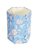 Generic Handblock Printed Pepar Cardboard Dustbin for Kitchen Home Trash can Wastebaskets Gift Item Decorative Floral Design Wastebaske (1, T)