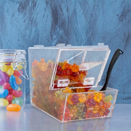 IneVibe Candy Bin Topping Dispenser - Acrylic Bulk Sprinkle Container w/Scoop, Stackable & Magnetic for Multiple Holders on Shelf - Commercial Setting for Cereal, Nuts, Candies & Snack Food Storage by Inevibe - Image 6