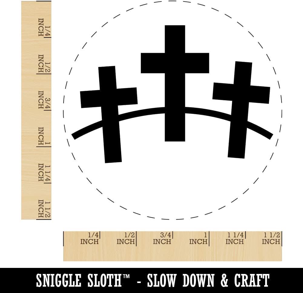 Three Crosses Self-Inking Rubber Stamp Ink Stamper for Stamping Crafting Planners - 1-1/2 Inch Large - Black Ink