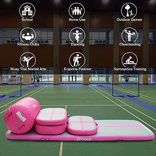 PPXIA Gymnastics Mat Inflatable Tumbling Mat 4 inches Thickness Air Floor Tumble Track Air Track Set with Pump for Training Cheerleading Home Use Beach