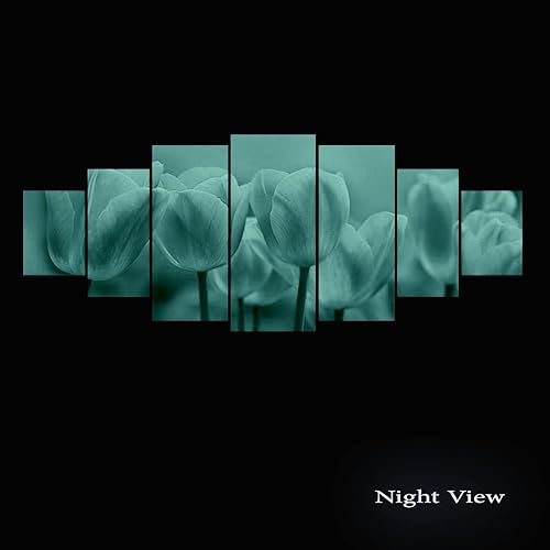 Miniatura 8 de Startonight Arte de pared de cristal, río de montaña, paisaje de vidrio acrílico, enorme obra de arte de 7 paneles de 36 x 95 pulgadas