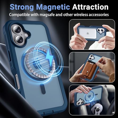 Ratcase Magnetic for iPhone 16 Case,[Screen Protector] [Compatible with MagSafe][Military Grade Drop Protection][Heavy Duty Protection][Shockproof] 2-Layer Durable Bumper Phone Case 6.1"-Blue by Ratcase - Image 4
