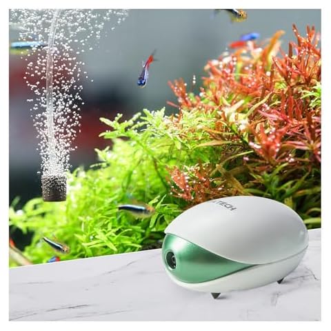 boxtech Aquarium Air Pump, Oxygen Fish Air Pump with Adjustable Air Valve, Fish Tank Air Pump with Accessories Tube, Bubble Stone and Check Valve, Tank Aerator Kit Cover