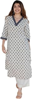 SANGOURI Women's Viscose Rayon Printed A-Line Kurta – 3/4 Sleeve Ethnic Tunic for Casual Long Kurta 1061 Price In India