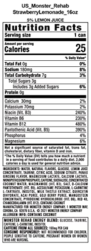 Monster Rehab Strawberry Lemonade + Energy, Energy Drink, 15.5 Ounce (Pack Of 15) #TOP2