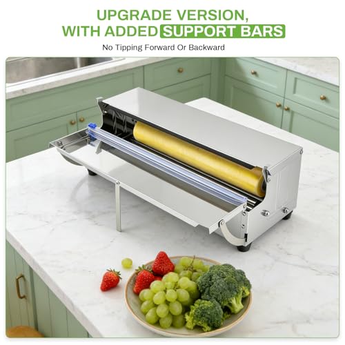 Eirolace Frischhaltefolienspender mit 3 Ersatzklingen – manuelle Verpackungsmaschine für frische Lebensmittel, Supermarkt und Haushalt – saubere Passform