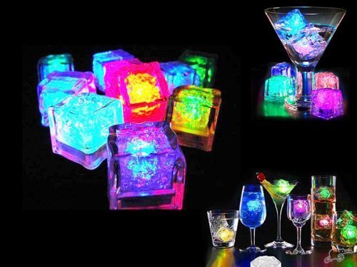 XLKJ Luminous ice, 12 Pieces Multi-Coloured LED Ice Cube for Bars Weddings, etc, 2.6 x 2.5 x 2.5 cm - Image 2