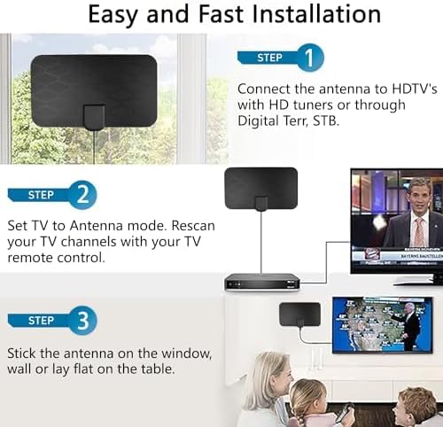 Portable Antenna TV, Digital Television Antenna for Smart/Old,Local Channels,Support 4K 1080P,Amplifier Signal-Booster,10ft Coaxial Cable, HD TV Antenna Indoor thumbnail