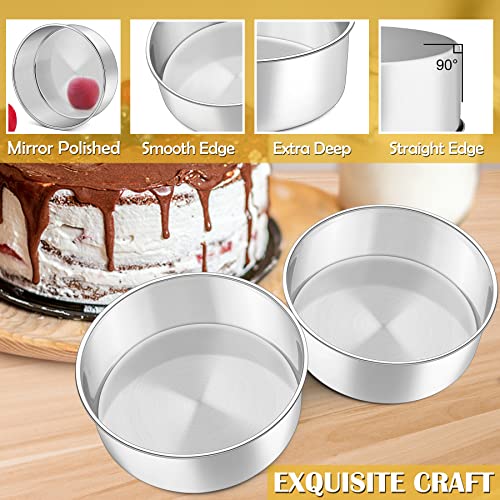 HaWare Deep Cake Tin, 8 Inch Stainless Steel Round Baking Pan Set of 2, Birthday Wedding Deep Layer Cake Tin for Baking Roasting Serving, Healthy & Non-Toxic, Mirror Polished & Dishwasher Safe (20cm) - Image 4