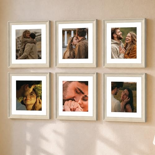 Image of Art Street Wooden Photo Frame for living room, Aesthetic Cave Design Photo Frames for Photograph, Art Work, Certificates Set of 6 (10x10 Inch, Brown)