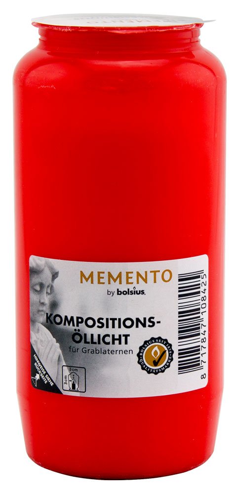 Bolsius Grablichter Kompositionsöllichte Nr.7 ohne Kappe, rot 24er Pack, Unparfümiert