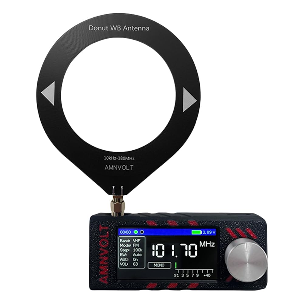 Radio de Bolsillo con Receptor SI4732, Sintonizador 0.5-108 MHz en Soporte LSB USB Am FM, Pantalla IPS 1.9", Radio Portátil Compacta con Antena para Todas Las Bandas