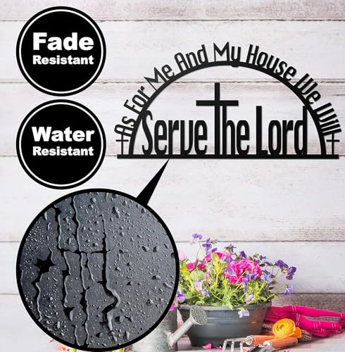 Image of BLIND SHOP As For Me and My House We Will Serve The Lord Wall Sign | Christian Metal Wall Art for Home Decor | Wall Sculpture Home Decoration | Metal Art | Metal Wall Art (45 x 43x 1.5 CM)