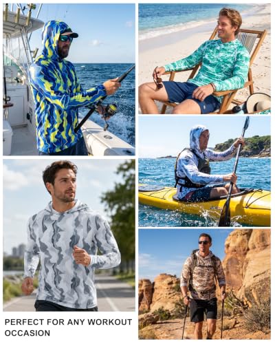 Image of FISHEAL Men's Camo Fishing Hoodie, UPF 50+ Long Sleeve Sun Protection Shirt