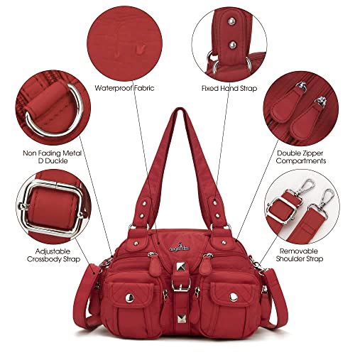 Image of Angel Kiss Hobo Crossbody Purses for Women Shoulder Bag Multipocket Soft Hobo Purses Removable Strap Leather Handbags