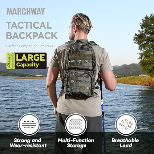 MARCHWAY Tactical Molle Hydration Pack with 3L TPU Water Bladder, Military Backpack for Backpacking, Hiking, Running, Cycling - Image 3